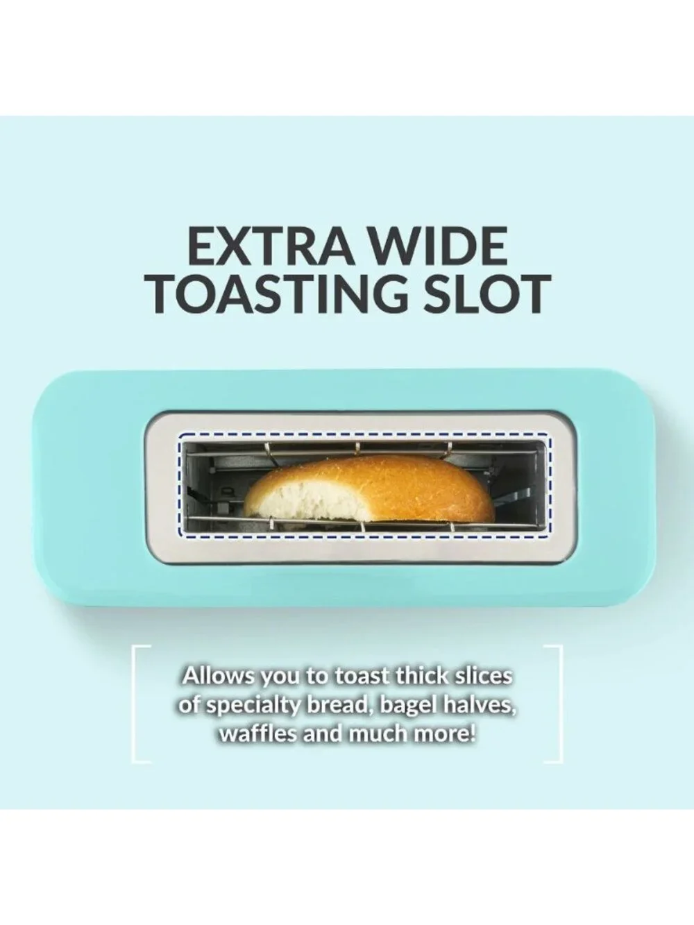 MyMini Single Slice Toaster – Aqua | Compact Single Slot, 500W, Retro Style